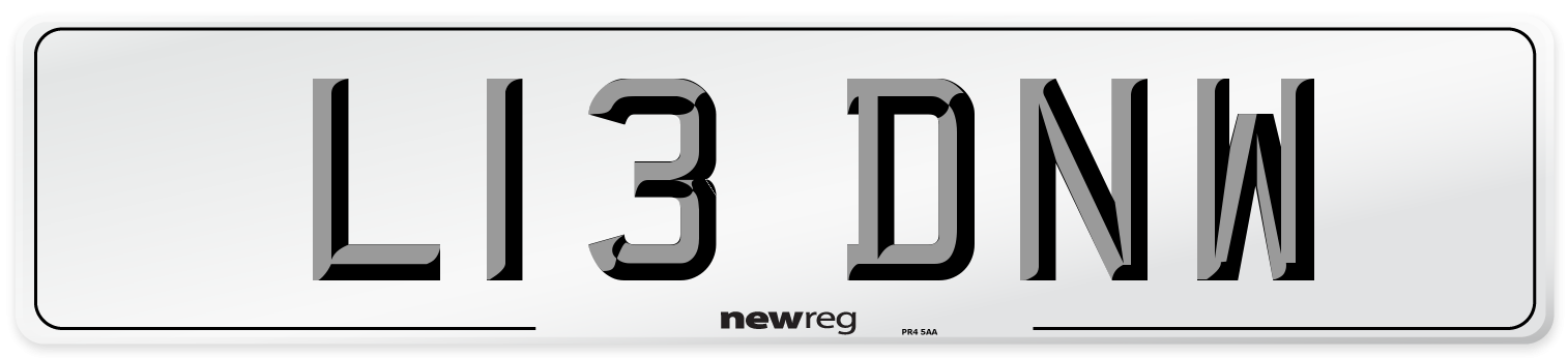 L13 DNW Number Plate from New Reg